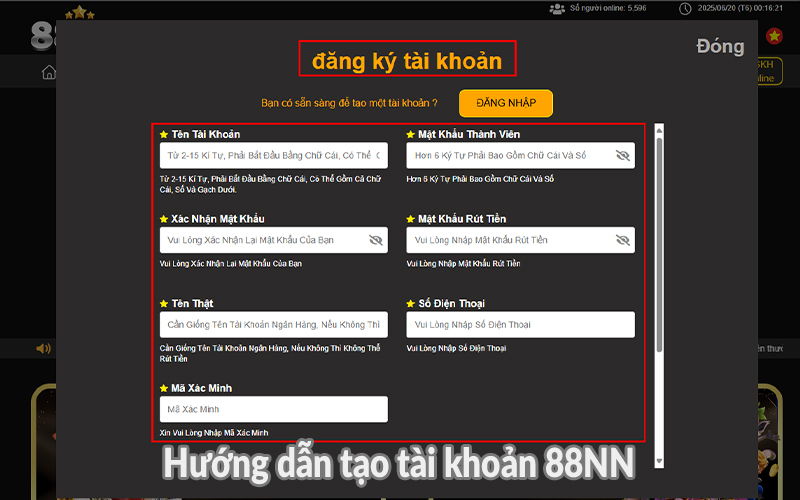 Hướng dẫn đăng ký 88NN
