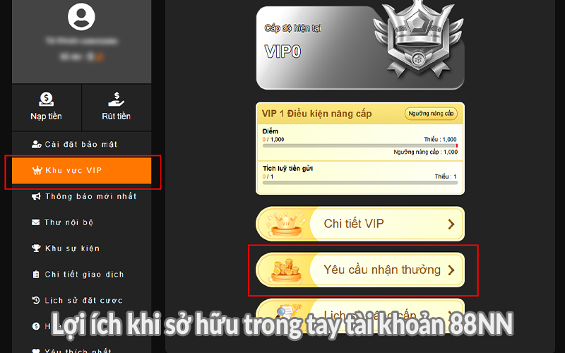 Lợi ích khi sở hữu tài khoản 88NN