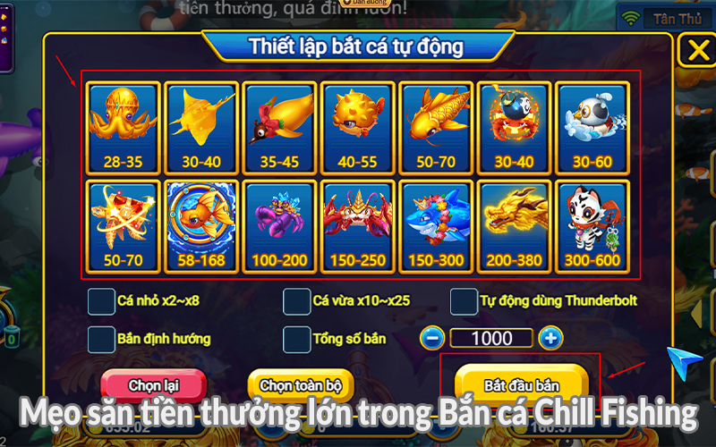 Mẹo săn thưởng hiệu quả trong Bắn cá Chill Fishing
